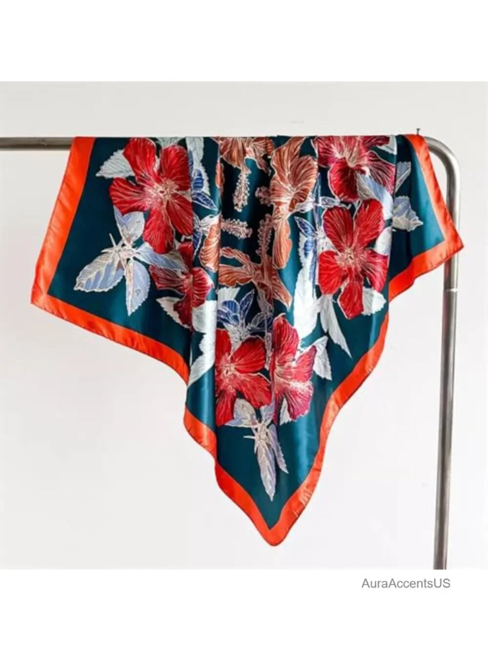 Silk-Like Satin Square Scarf for Women, Non-Slip Head Wrap